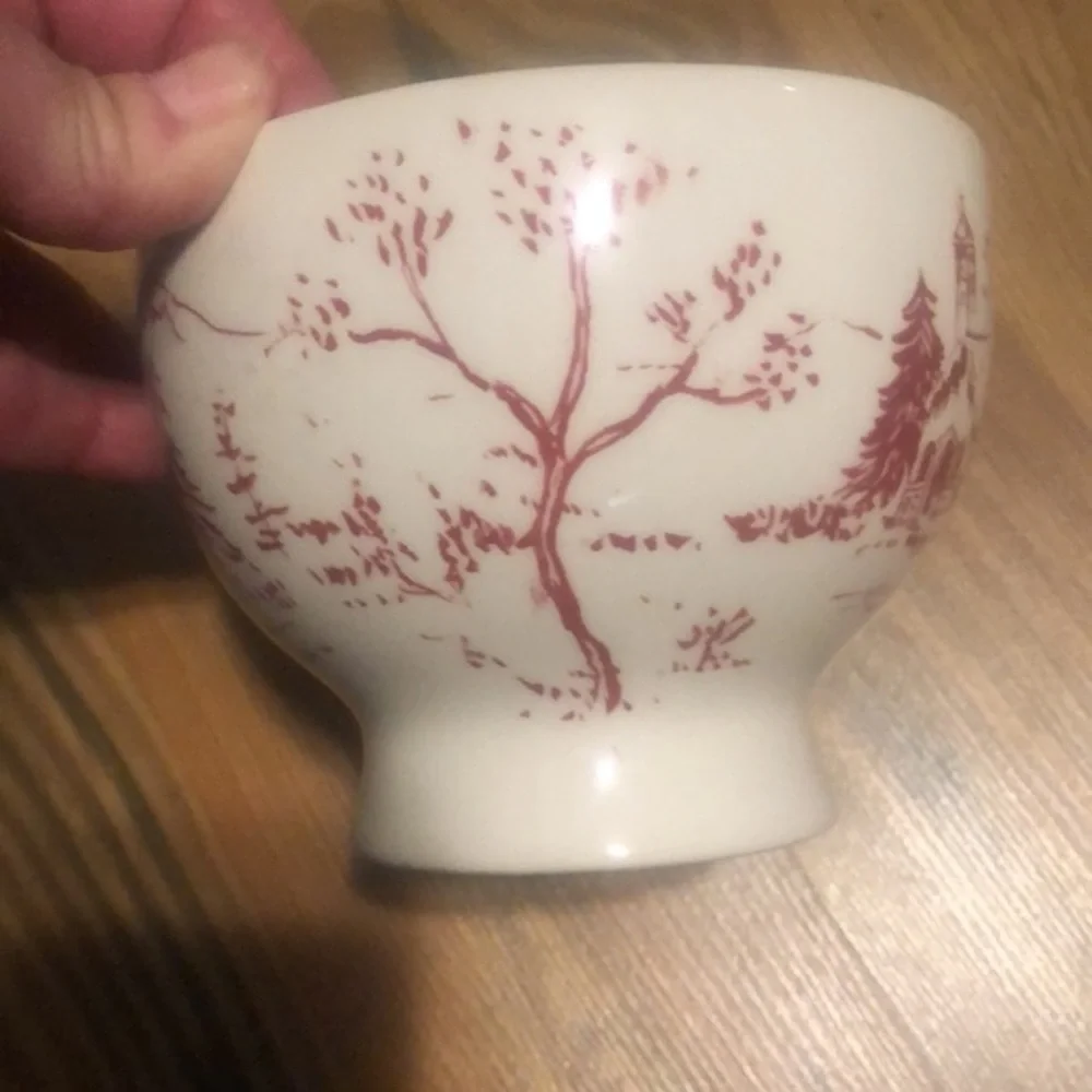 Anthro Cappuccino Mug Holiday Toile